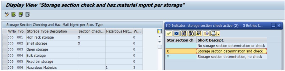 Storage section search configuration
